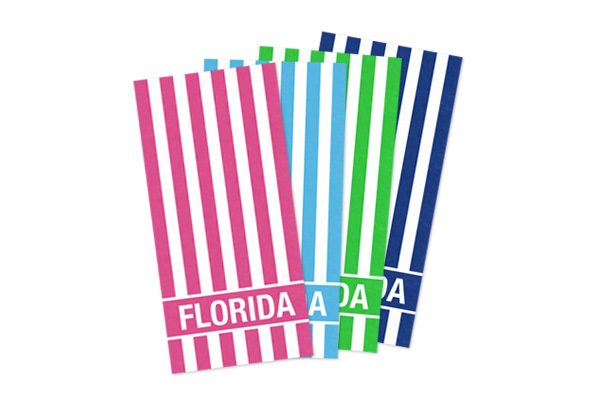 Striped towels that say Florida